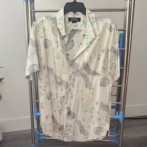 Ezekiel Men's Casual Floral short sleeve Shirt - Cream and Gray